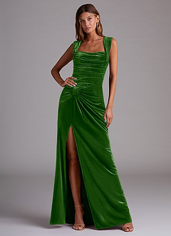 Azazie Genesis Bridesmaid Dresses Ivy Sheath Pleated Velvet Dress image1