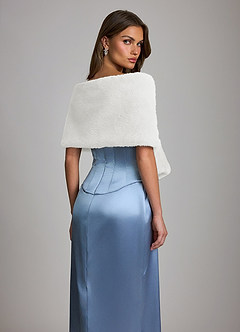 front Elegant Plush Faux Fur Evening Shawl