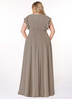 Azazie Daphne vestidos de dama de honor modestos Vestido de Corte en A Volantes Hasta el suelo Gasa image8