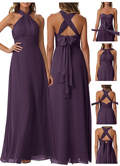 Azazie Fifi Bridesmaid Dresses Plum A-Line Strapless Chiffon Convertible Dress image9