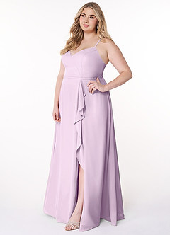 Azazie Naeem Bridesmaid Dresses Frosted Lilac A-Line V-Neck Ruffle Chiffon Dress image10