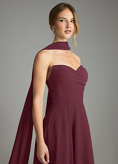 Azazie Ayla Abiti da Damigella Abito A-Line in Chiffon Scollo a Cuore Cabernet image6