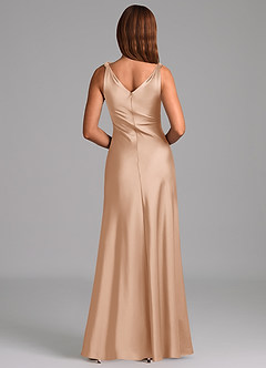 Azazie Nerine Brudtärnklänningar Klä av A-Linje i Stretch Satin Plisserad Engelsk Ros image5