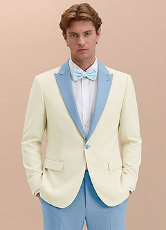 front Adrian Sky Blue Shawl Lapel Structured Stretch Tuxedo Jacket