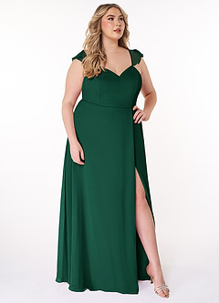 Azazie Everett Bridesmaid Dresses Emerald A-Line V-neck Ruched Chiffon Dress image9