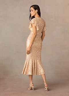 Upstudio Rivera Final Sale Champagne Mermaid Sequins Dress image4