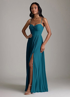 Azazie Akiko Bridesmaid Dresses Ink Blue A-Line Sweetheart Neckline Chiffon Dress image4