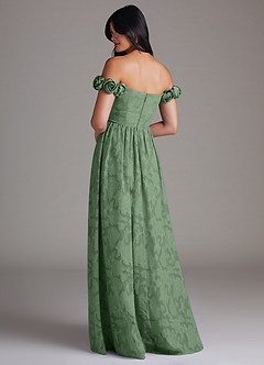 Azazie Autumn Bridesmaid Dresses Eucalyptus A-Line Off the Shoulder Floral Burnout Convertible Dress image4