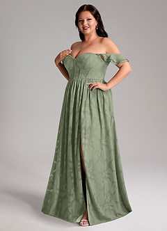 Azazie Denisse Bridesmaid Dresses Pistachio A-Line Ruched Floral Burnout Dress image11