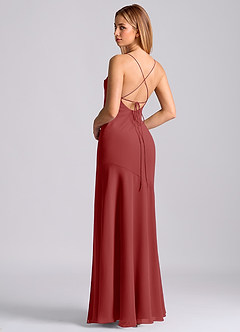 Azazie Grata Brudtärnklänningar Klä av Sjöjungfru i Chiffong Plisserad Rost image2