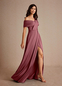 Azazie Milton Abiti per la Madre della Sposa Abito A-Line in Raso Elasticizzato Plissettato Rosa Del Deserto image8