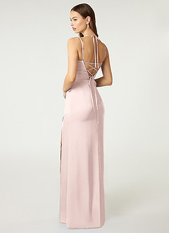 Azazie Desi Brautjungfernkleider Etui Halter Korsett Stretch-Satin Kleid Zartrosa image4
