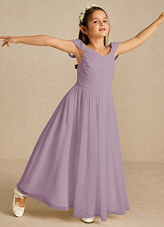 Azazie Chelle Flower Girl Dresses Wisteria A-Line Pleated Chiffon Dress image3