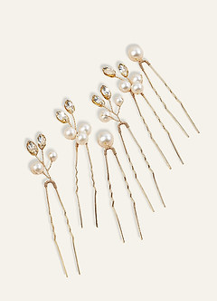 front Pearl Rhinestone Embellished Hair pins