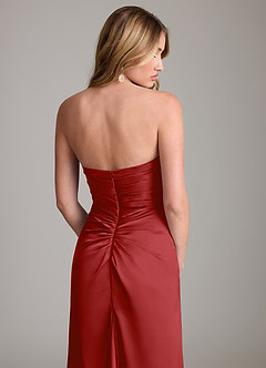 Azazie Lucille Bridesmaid Dresses Pomegranate Mermaid Strapless Stretch Satin Convertible Dress image7