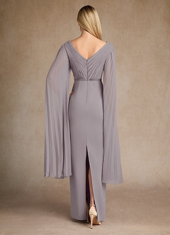 Azazie Ellsworth Abiti per la Madre della Sposa Abito Colonna in Crepe Elasticizzato Plissettato Dusk image3