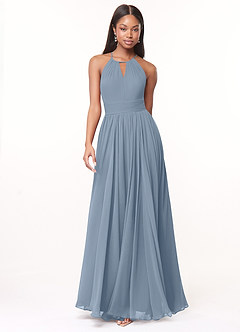 Azazie Cherish Bridesmaid Dresses Dusty Blue A-Line Pleated Chiffon Dress image4
