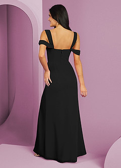 Barbie ♥ Azazie Brautjungfernkleider A-Linie Schulterfrei Chiffon Kleid Schwarz image6