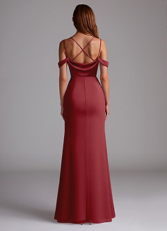 Azazie Callan Bridesmaid Dresses Pomegranate Mermaid Pleated Chiffon Convertible Dress image2