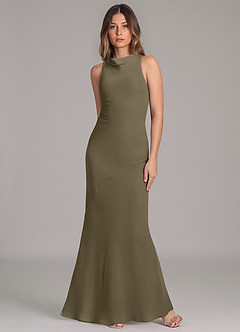 Azazie Allettie Bridesmaid Dresses Willow Green Mermaid Chiffon Dress image4