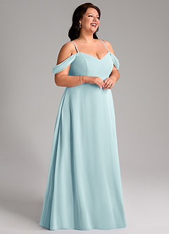 Azazie Marley Bridesmaid Dresses Sea Glass A-Line Off the Shoulder Chiffon Convertible Dress image15