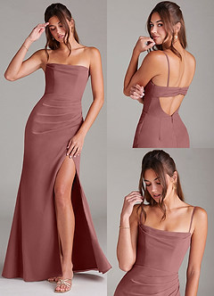 Azazie Leonis Bridesmaid Dresses Desert Rose Sheath Strapless Chiffon Convertible Dress image9