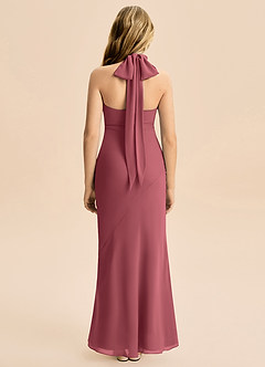 Azazie Velli Junior Meerjungfrau-Linie Hoher Kragen Chiffon Kleid Merlot image2