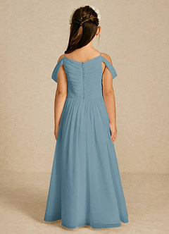 Azazie Chelle Flower Girl Dresses Moody Blue A-Line Pleated Chiffon Dress image2