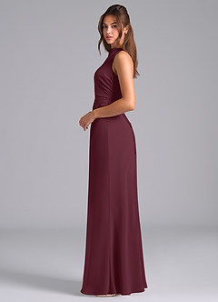 Azazie Evadne Robes de demoiselle d'honneur Robe Trapèze en Mousseline de soie Plissée Cabernet image6