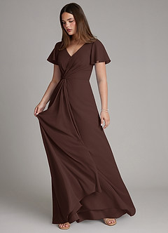 Azazie Kaya Final Sale Ganache A-Line Pleated Chiffon Dress image6