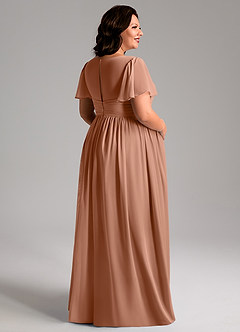 Azazie Verna Maternity Bridesmaid Dresses A-Line V-Neck Ruched Chiffon Floor-Length Dress image8