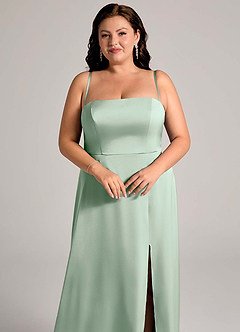 Azazie Wren Bridesmaid Dresses Agave A-Line Strapless Stretch Satin Convertible Dress image13