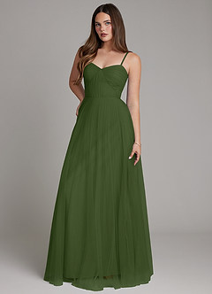 Azazie Teagan Bridesmaid Dresses Olive A-Line Sweetheart Neckline Tulle Dress image4