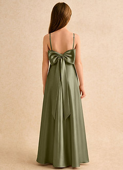 Azazie Joella Girls Formal vestidos de niña de las flores Vestido de Pistacho de Satén Elástico de Corte en A con Plisado image1