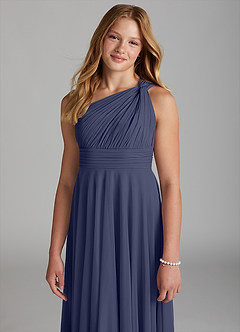 Azazie Charlize Junior Stormy A-Line Mesh Dress image6