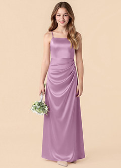 Azazie Renna Junior Wisteria Mermaid Pleated Stretch Satin Dress image1