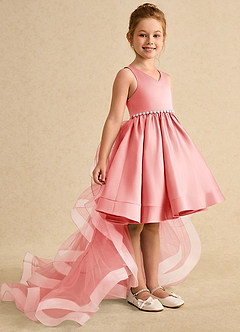 Azazie Julietta Blumenmädchenkleider Ballkleid Cabrio Tüll Kleid Koralle image3
