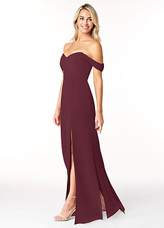 Azazie Joretta Final Sale Cabernet A-Line Off the Shoulder Chiffon Convertible Dress image4