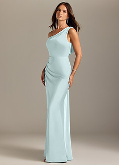 Azazie Madelyn Bridesmaid Dresses Sea Glass Mermaid Off the Shoulder Stretch Satin Convertible Dress image3