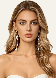 front Baroque Pearl Tassel Earrings