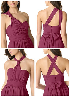 Azazie Olani Bridesmaid Dresses Mulberry A-Line Off the Shoulder Chiffon Convertible Dress image7