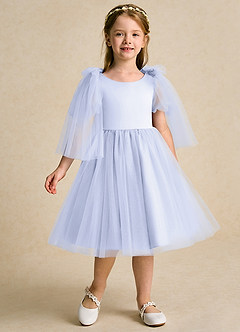 Azazie Duchess Flower Girl Dresses Lavender A-Line with Sleeves Tulle Dress image5