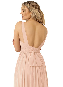 Azazie Kora Abiti da Damigella Abito A-Line in Chiffon Plissettato Rosa Inglese image3