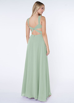 Azazie Nahrin Final Sale Agave A-Line V-Neck Pleated Chiffon Dress image4