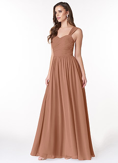 Azazie Zapheira Bridesmaid Dresses Bronzer A-Line Ruched Chiffon Dress image3
