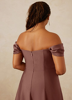 Christian Siriano Bridal for Azazie 1002 Bridesmaid Dresses Espresso A-Line Off the Shoulder Stretch Satin Convertible Dress image14