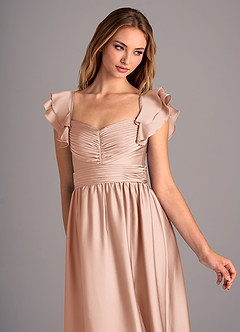 Azazie Anaya Brautjungfernkleider Wandelbar A-Linie Herzausschnitt Stretch-Satin Kleid Roségold image6