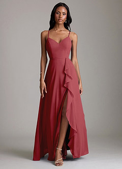 Azazie Naeem Vestidos de damas de honor Vestido de Granada de Gasa de Corte en A con Cuello en V fruncido image1