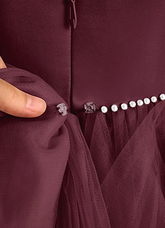 Azazie Tinie Flower Girl Dresses Cabernet Ball-Gown Bow Tulle Dress image8