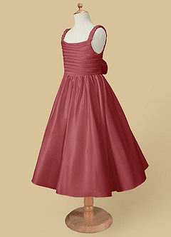 Azazie Cutie Pie Flower Girl Dresses Antique Rose A-Line Pleated Matte Satin Dress image6